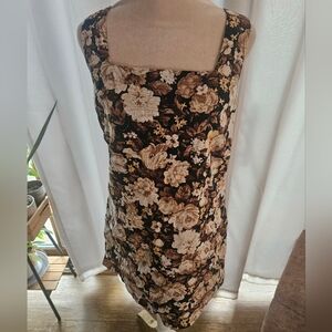 Abercrombie & Fitch Brown Floral Linen Mini Dress Small Pockets